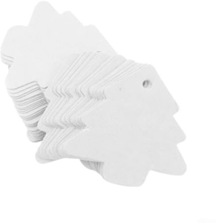 Große Menge von 50 Stück Baumform Kraftanhänger perfekt für individuelle Nachrichten bei Veranstaltungen oder Partys (weiß)