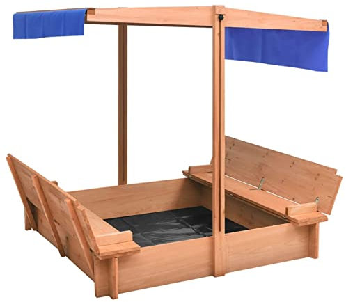 Lechnical Sabbiera con Tetto in Legno di Abete 112x112x112 cm