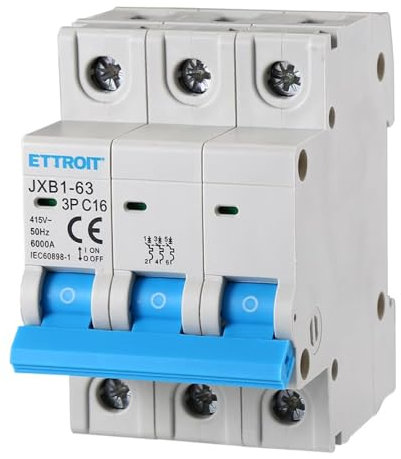380V 16A C16 INTERRUTTORE MAGNETOTERMICO 415V AC, TRIFASE, OCCUPA 3 MODULI GUIDA DIN, 3P 3 POLI, 6KA 6000 AMPERE, INTERRUTTORE DI CIRCUITO