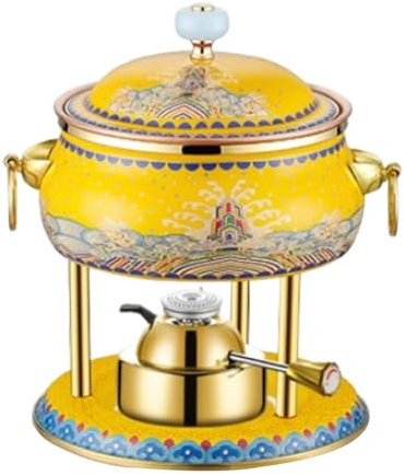 Luxuriöser persönlicher Hot Pot aus Cloisonné-Emaille – Kompakter Einzelportions-Tischkocher, hochwertiger Spiritusbrenner für zu Hause, zum Essen allein oder für Elegante,F