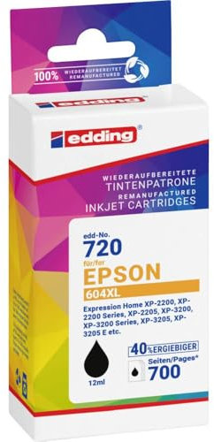 edding Druckerpatrone ersetzt Epson 604XL, T10H1 Kompatibel Schwarz EDD-720 18-720