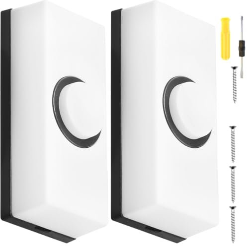 Acmerota Wired Door Bell Button Universal Wired Doorbell Push Button White Doorbell Wired Wall Mounted Plastic Button Fits Most Doorbell Chimes for Home Garage Warehouse