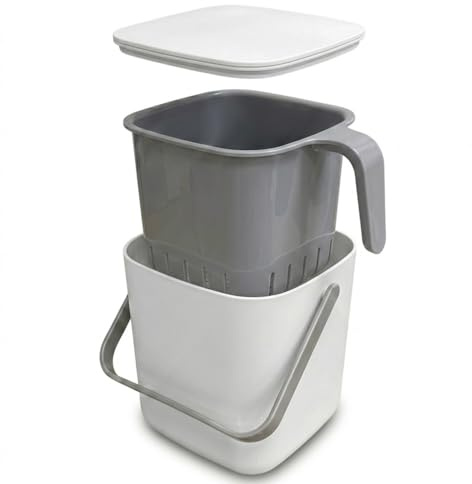 EasyCookAsia Küchen Bio-Mülleimer 5L – Geruchsdichter Komposteimer mit Sieb & Deckel – Spülmaschinenfest – Kompakter Bioabfallbehälter für die Arbeitsplatte