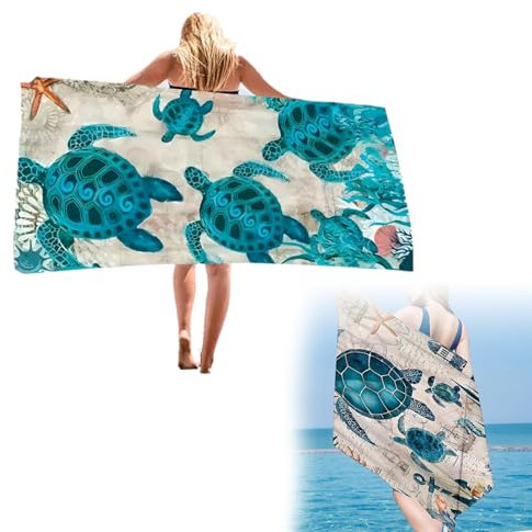 Rakiuty Serviette de Plage Microfibre,Drap de Plage avec Serviette de Bain