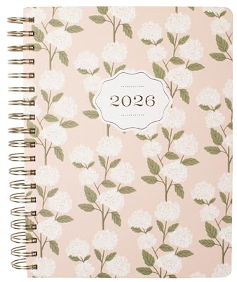 Fringe Studio 844PA052 Spiralwochenplaner, August 2025 - Dezember 2026, 17 Monate, Taschenbuch, Heritage Hydranga, 20,3 x 25,4 cm (B x H), 240 Seiten