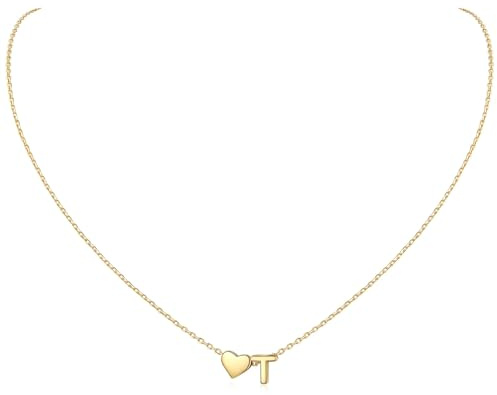 ChicSilver 925 Silber Kette mit Buchstabe Herz, Halskette Silber/Gold Damen | Silberkette mit Initialen A-Z Buchstaben Anhänger, Kleine Herzkette Modeschmuck für Frauen Mädchen