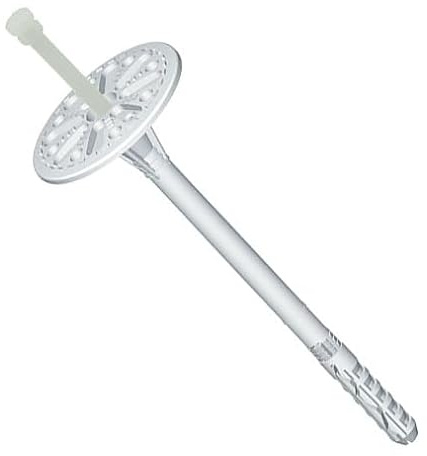 Chevilles plastiques pour isolation, 10 x 110 mm fixations mousse polystyrène avec rondelles et clous en polyamide, longues chevilles pour panneaux EPS, XPS et isolants thermiques muraux (200 pcs)