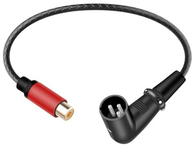 RIIEYOCA Cable 90 Grados 3 Pines XLR a RCA, Cable Adaptador de Audio XLR Macho en Ángulo Recto a RCA Hembra para Mezcladoras, Amplificadores, Reproductores, Micrófonos aprox. (30CM)