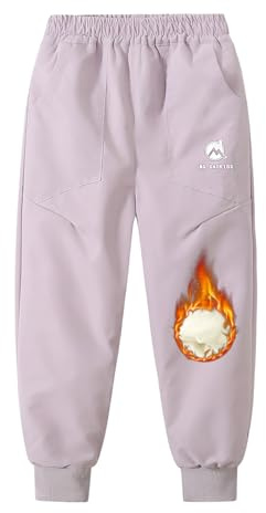 YILIANZHIJIA Girls' Snow Pants - 3-in-1 Waterproof Windproof Stain-Resistant, 2-Layer Alpaca Wool Lined Warm Winter Pants Purple12-13