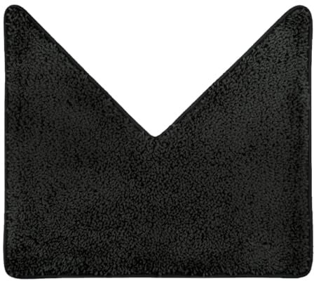 Tapis de bain antidérapant en forme de V pour cabine de douche d'angle à séchage rapide et lavable 70 x 65 cm (noir)