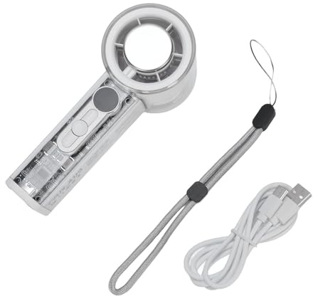 XZXCVN Ventilateur Portable à Main Transparent, Ventilateur Glace USB Rechargeable 13000rpm, Vitesse Réglable 100 Niveaux - Refroidissement Ultra Rapide, Batterie 3000mAh, Parfait pour