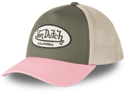Von Dutch Cap Herren und Damen, Trucker Terry, Khaki 15 | Unisex, Erwachsene 55,5-60cm, Verschluss Snapback, Schweißband, Weiches Mesh, Gebogener Schirm, Vintage