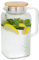 GLASWERK Caraffa - Caraffa per l'acqua con coperchio in bambù di alta qualità, caraffa in resistente vetro borosilicato, con filtro nel beccuccio, vetro, 1,5 l