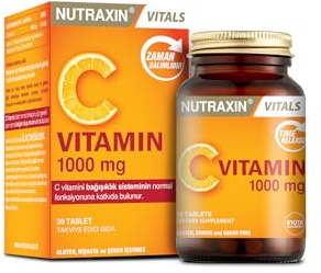 Nutraxin Vitamin C Tablets 1000mg - 30 Tablets, 1 Month Supply | Vitamin C Tablets 1000mg, Immune Support, With Citrus Bioflavonoids, Time-Release