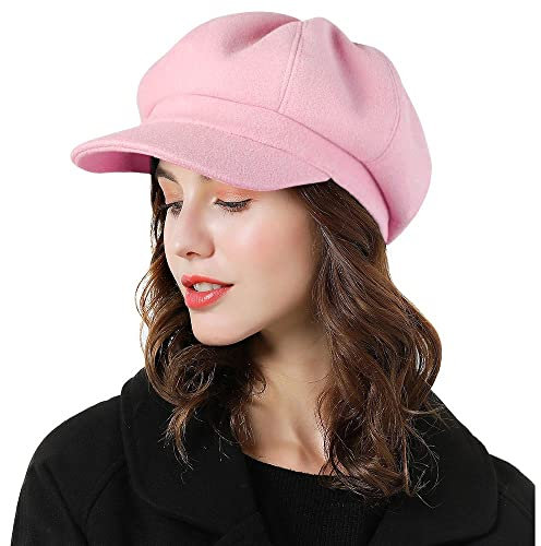 Sumolux Damen Baskenmütze Newsboy Hut Französische Wollmütze Klassische Herbst Frühling Winter Hüte, rose, Einheitsgröße