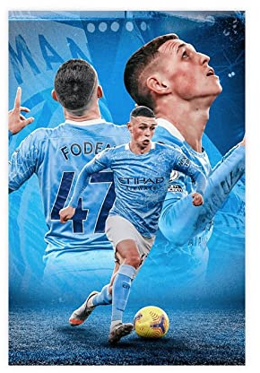 Phil Foden Sport Star Art Poster 28 Leinwandposter Wandkunst Dekor Druck Bild Gemälde für Wohnzimmer Schlafzimmer Dekoration Unframe:30 x 45 cm