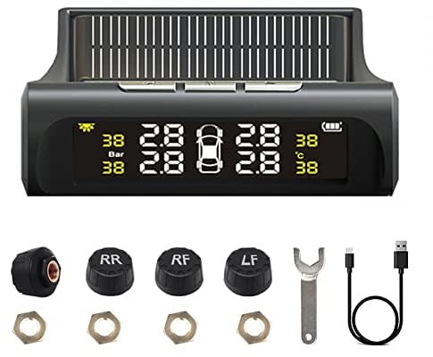 MiOYOOW TPMS Reifendruck Überwachungssystem,Wasserdichtes Wrahtloses Reifendruckkontrolle Energiesparend Solar Reifendruck Monitor System für Fahrzeuge Wohnmobile