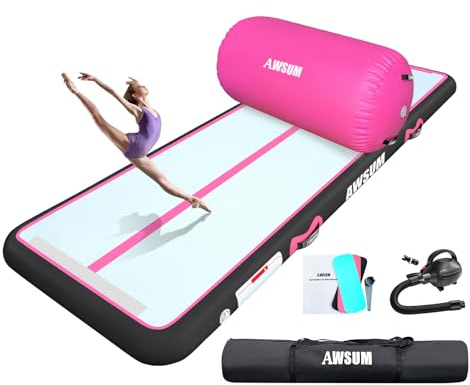 AWSUM Inflatable Gymnastics Mat with Air Roller Barrel Tumbling Equipment