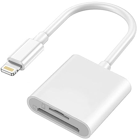 Naiyal Lightning to SD & TF Dual Card Slot Adapter, Apple MFi Certified Micro SD/SD Memory Card Reader Trail Camera Viewer Converter for iPhone 14 13 12 11 Pro Max XS XR X 8 iPad, Plug and Play