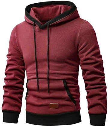 JMIERR Hoodie Herren Baumwolle Langarm Herren Pullover Warm mit Kapuze