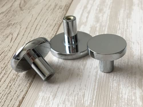 Vandicka 4 Pcs Shiny Silver Cabinet Door Knobs & Drawer Pulls – Polished Chrome Round Knobs and Handles for Kitchen Cupboard Dresser Wardrobe, 28 * 20 mm