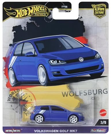 Hot Wheels Premium Volkswagen Golf MK7, Car Culture Circuit Legends-Fahrzeuge für Kinder ab 3 Jahren und Erwachsene Fans und Sammler, Premium-Kollektion von Car Culture im Maßstab 1:64, HRV79