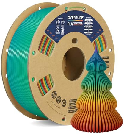 OVERTURE PLA+ Filamento 1.75mm, Toughness Enhanced PLA PLUS Roll, Professionale PLA+ Tenacia, 1kg Filamento 2.2lbs (Sunset Rainbow)