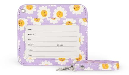 Legami - Porta Badge con Chiusura a Moschettone, Porta Carte con Chiusura Clip di Sicurezza, 1 Finestra Trasparente, Tasche per Tessere in Pelle PU, Dimensioni 10,4 x 9 cm, Tema Daisy