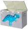 CLCROBD Foldable Large Kids Toy Chest with Flip-Top Lid, Collapsible Fabric Animal Toy Storage Box/Bin/Organizer/Basket/Trunk for Toddler, Children and Baby Nursery (Gray Dinosaur)