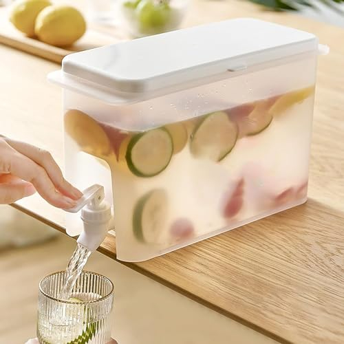 GeRRiT Jarra de agua con grifo, jarra de agua de 3.5 L con grifo, jarra de agua fría para refrigerador con grifo, botella de limón, dispensador de bebidas