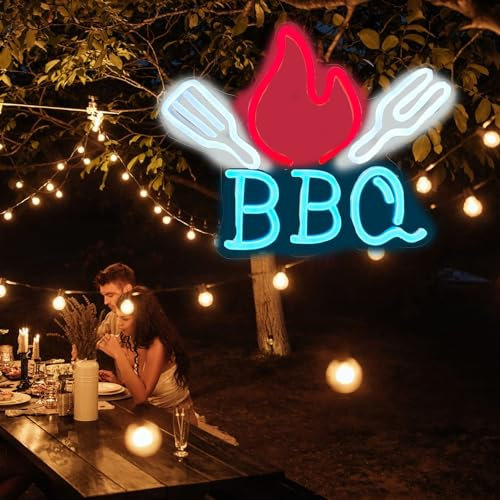 HFHungkeong BBQ Neon Signs Dimmable LED Signs for Barbecue Restaurant Home Party,Barbecue Neon Lights for Wall Decor,Outdoor Neon Sign Man Cave Bar BBQ Shop Beer Pub Decor,16.3 * 11IN