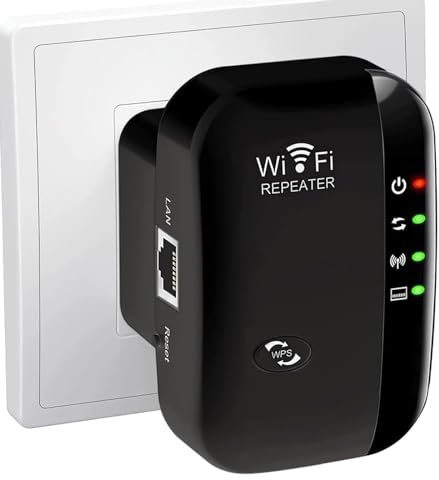 Répéteur WiFi Puissant 300Mbps Amplificateur WiFi Puissant 2.4GHz WiFi Range Booster WiFi Répéteur Extenseur sans Fil avec Port Ethernet, Protection WPS, RJ45, WiFi Extender WiFi Booster