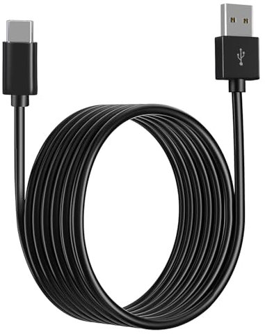 5M USB C Power Extension Cable for Home Security Cameras or Devices, USB A to USB C Durable Charging and Data Sync Cord-Black