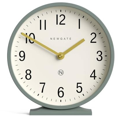 NEWGATE® Q Kaminsims Uhr | Moderne Klassische runde Kaminuhr | Spargel grün | Zeitgenössischer Stil für Kaminsims, Schreibtisch, Tisch, Regal oder Nachttisch