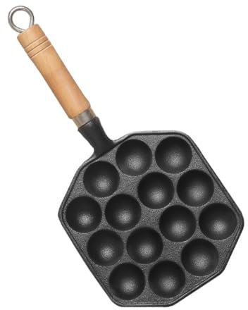 Cabilock Takoyaki Poffertjes Mold by Cast Iron Takoyaki Pan Pancake Pan Non-Stick Bottom Design