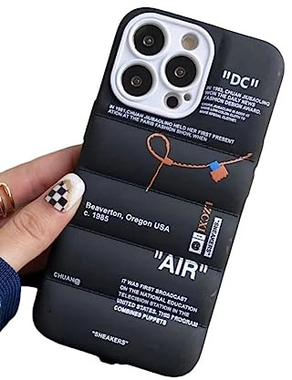 IAIYOXI Puffer-Schutzhülle mit Sportschuhen, Marken-Design für iPhone 16 Pro, Sneaker-Ins-Etikett, weiche Abdeckung, schwarz, geschwollene Hülle für iPhone 16, 15, 14, 13, 12, 11 Pro Max Plus, X, XS,