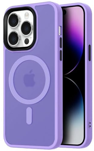Mixroom - Cover Custodia Bumper Opaco per iPhone 11 Pro Compatibile con MagSafe Accessori Cerchio Magnetico Integrato Retro Semitrasparente Bordo Morbido in TPU Silicone Lilla