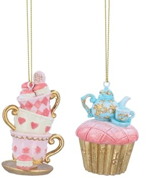 Christmas Decorations, Novelty Mini Tea Party Ornaments **SOLD INDIVIDUALLY** Stack of Pink Teacup's Bauble or Cake Bauble, Easter Decor, Fun Quirky Xmas Tree Hanging Ornament (Cake)