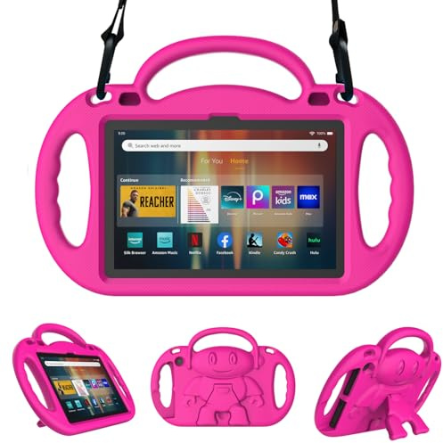 Sonlaryin Lightweight Shockproof with Kickstand and Handle Cover for Tablet, Compatible with iPad - Rosa