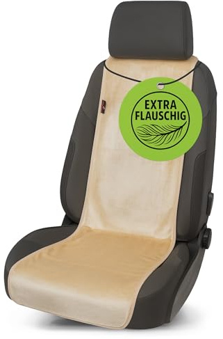 Walser Auto Sitzauflage Teddy, angenehm weicher Sitzschoner aus Kunstfell, 1 Stück PKW Sitzauflage, Sitzbezug Auto Vordersitz, Schonbezug Autositz, Autositzauflage Vordersitz PKW/LKW beige