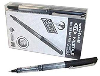 Uni-Ball UB-185S 0.5mm Tip Micro Point Eye Needle Stainless Steel Pen - Black (Pack of 14)