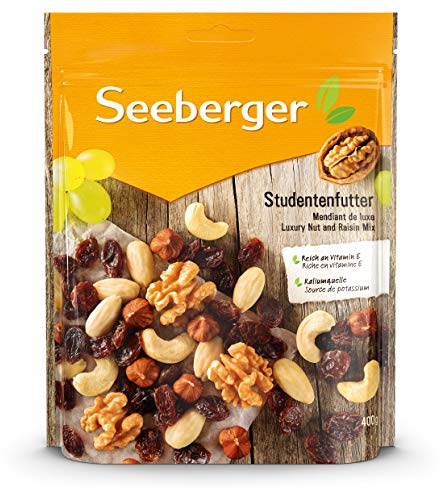 Seeberger Studentenfutter: Klassische Nuss-Frucht-Mischung aus Haselnusskernen, Mandeln, Walnüssen & Cashewkernen, mit Rosinen - reich an Vitamin E, vegan (1 x 400 g)
