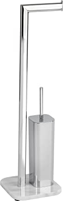 WENKO Stand WC-Garnitur Onyx Toilettenpapierhalter und WC-Bürstenhalter Chrom