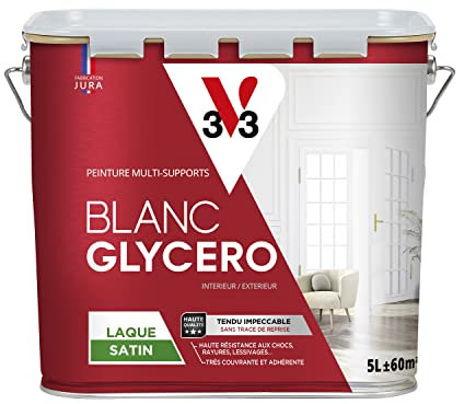 V33 Peinture glycéro blanche multi-supports satinée, BLANC GLYCERO 5L