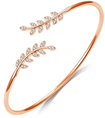 Philip Jones Bracelet Feuille plaqué Or Rose créé avec des Cristaux Zircondia®