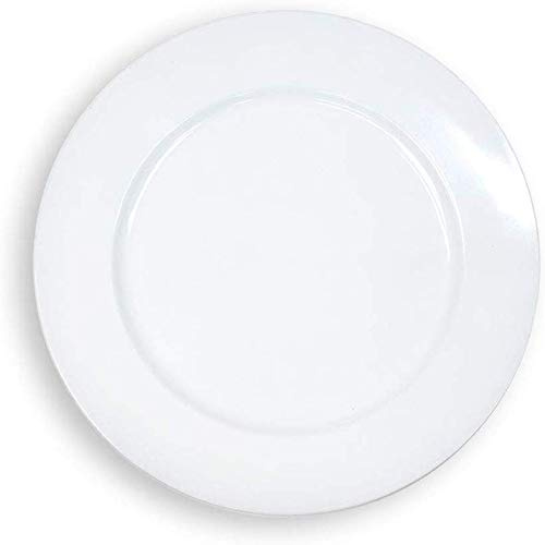 Aurora Store 12 Sottopiatti Bordo Colore Bianco in plastica Rigida bordo Liscio Tondo 33 cm Natale cenone sotto Piatto Natalizio Capodanno Natale Cena Aperitivo