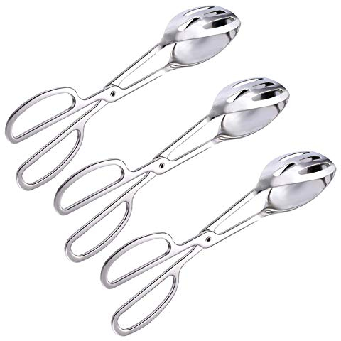 Pinces à Servir, AUHOTA Multifonctions pinces à salade en acier inoxydable avec prise forte, Épaissi pinces à gâteau pinces à pain pour Thé et Utilisé dans Barbecue Candy Bar Cuisine (3 Pièces)