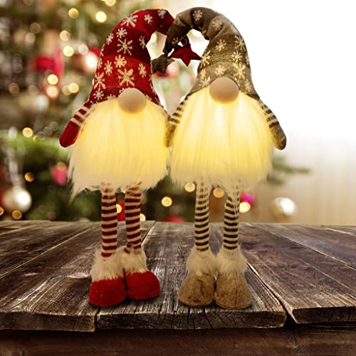 Christmas Paradise Deko Weihnachts-Wichtel 50cm im 2er Set mit LED Warmweiß Gnom 2 Designs