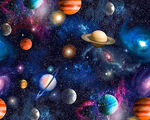 Universum Space Planets Stoff, 100 % Baumwolle, 150 cm breit, Bastelstoff, Meterware (81738MSA)