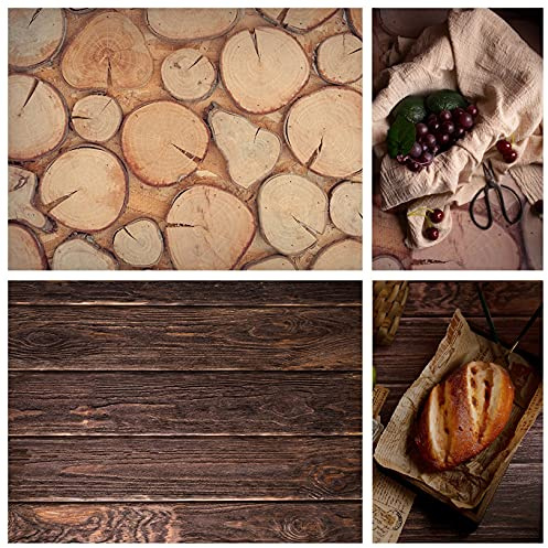 Selens 2in1 Flat Lay Hintergrund 56x88 cm Dunkle Holzmaserung Muster | Fotografie Hintergründe Lebensmittel Kosmetik Tischplatte Doppelseitiger Food Backdrop, für Gourmet Produktfotografie Poster